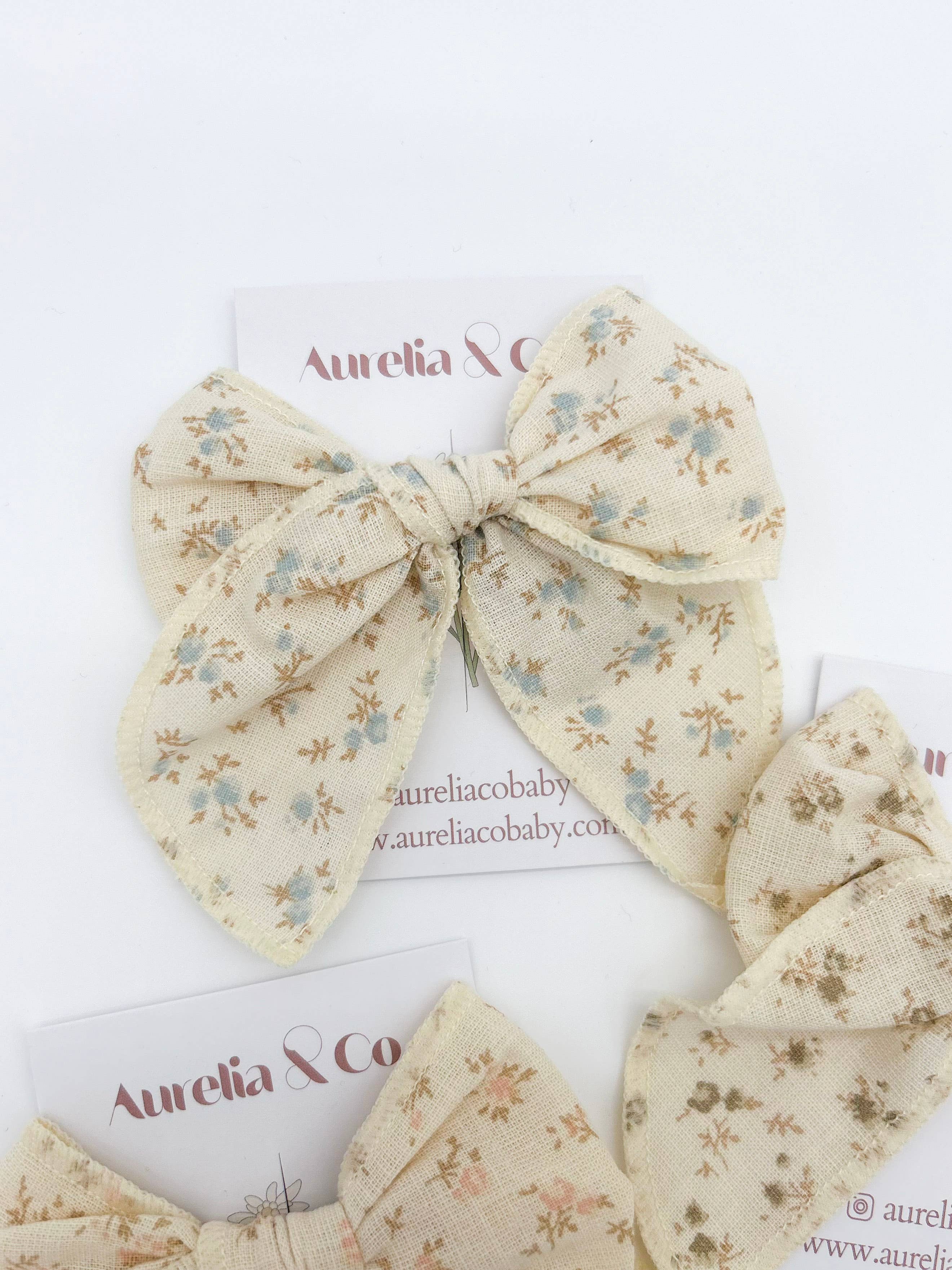 Neutral Floral Hair Bow for Kids/Toddlers
