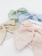 Spring Embroidered Hair Bow Clip for Children