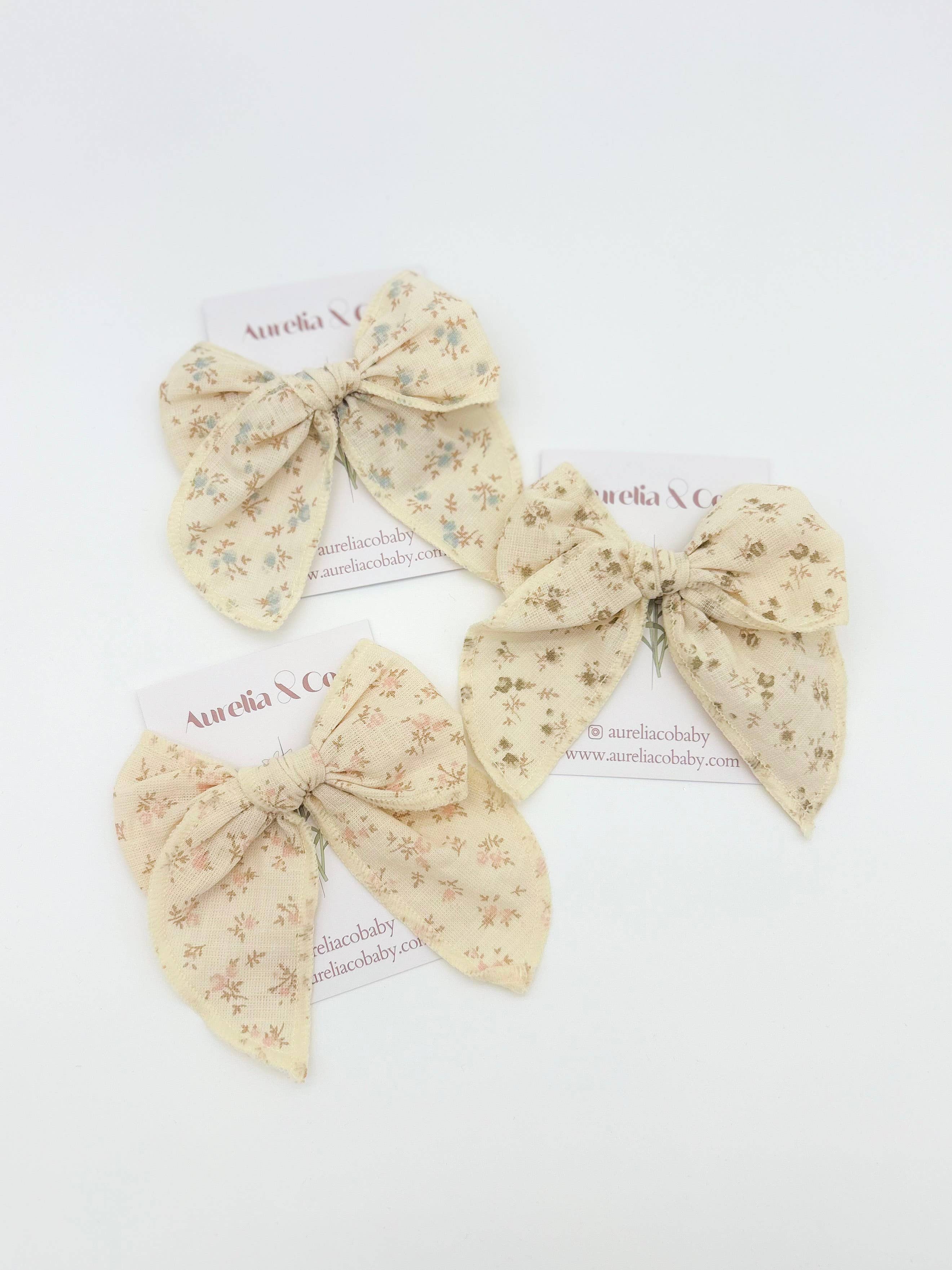Neutral Floral Hair Bow for Kids/Toddlers