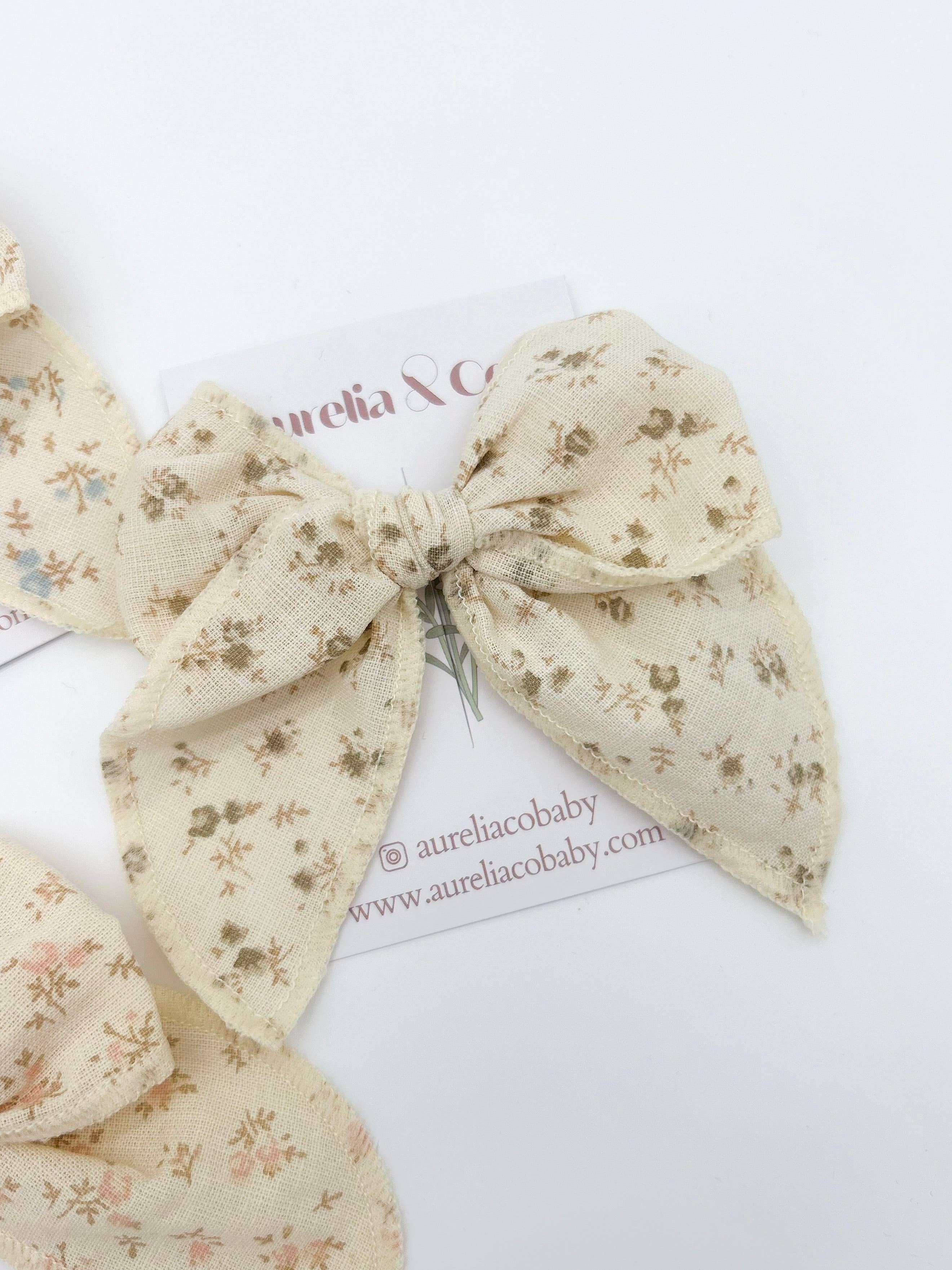 Neutral Floral Hair Bow for Kids/Toddlers