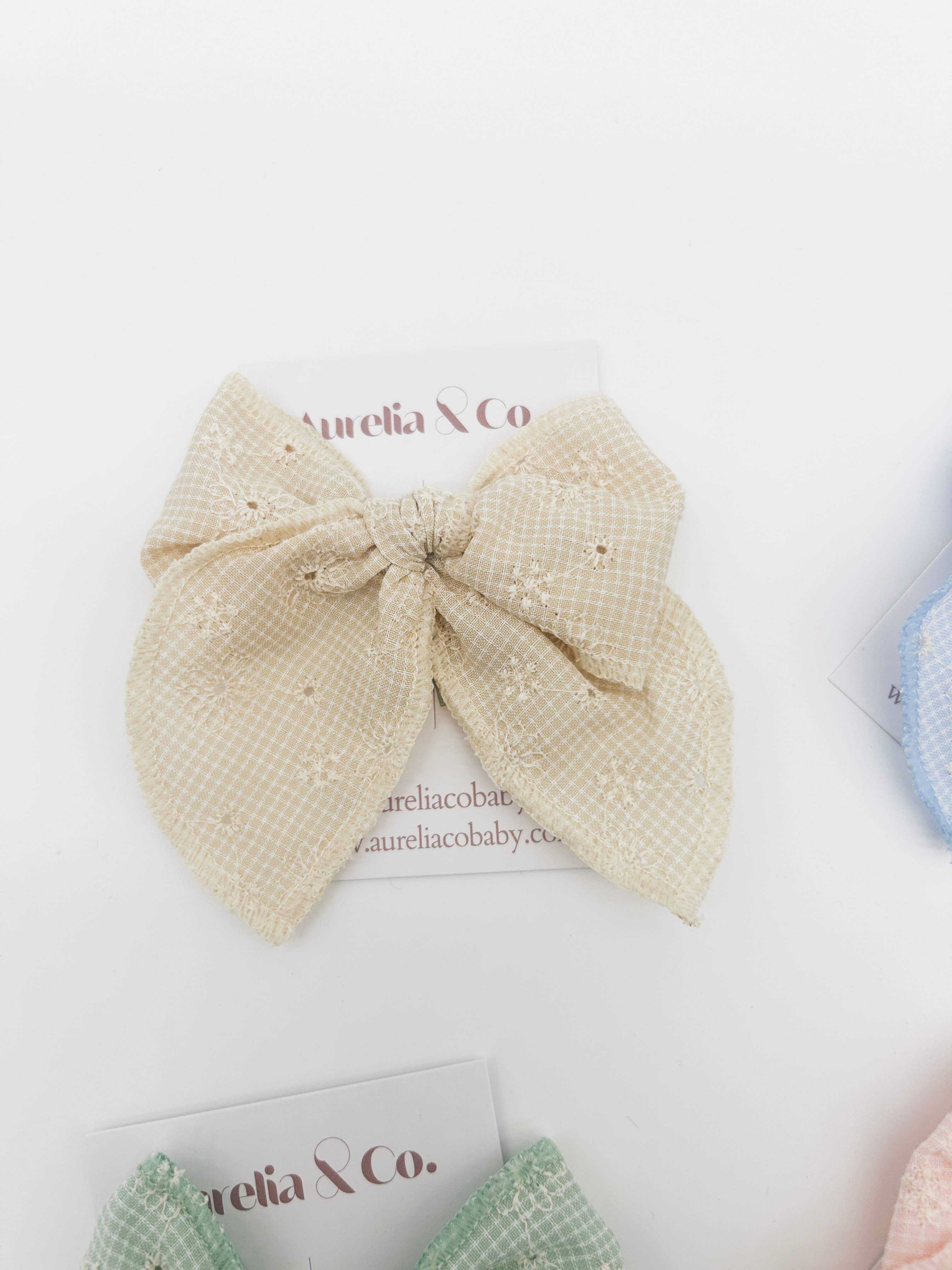 Spring Embroidered Hair Bow Clip for Children