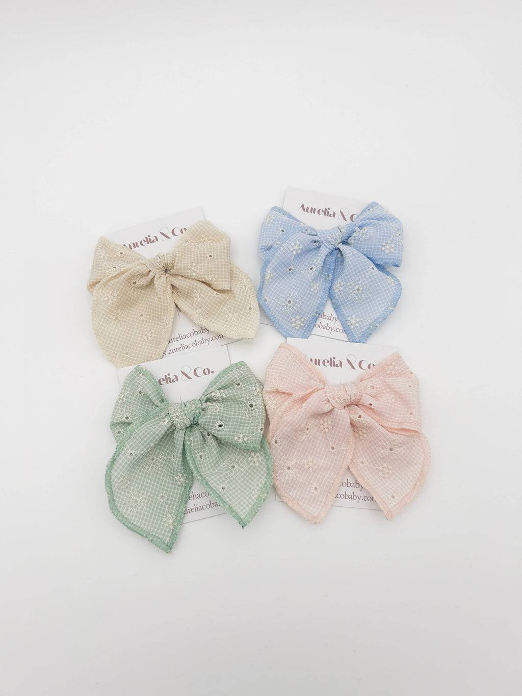 Spring Embroidered Hair Bow Clip for Children