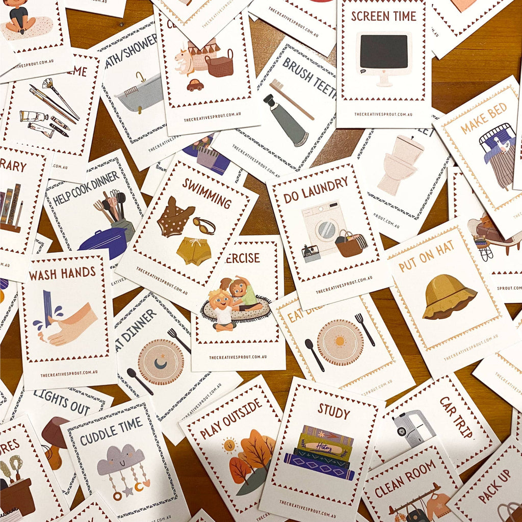 72 Daily Routine Cards & Display Stand - Daily Visual Cues