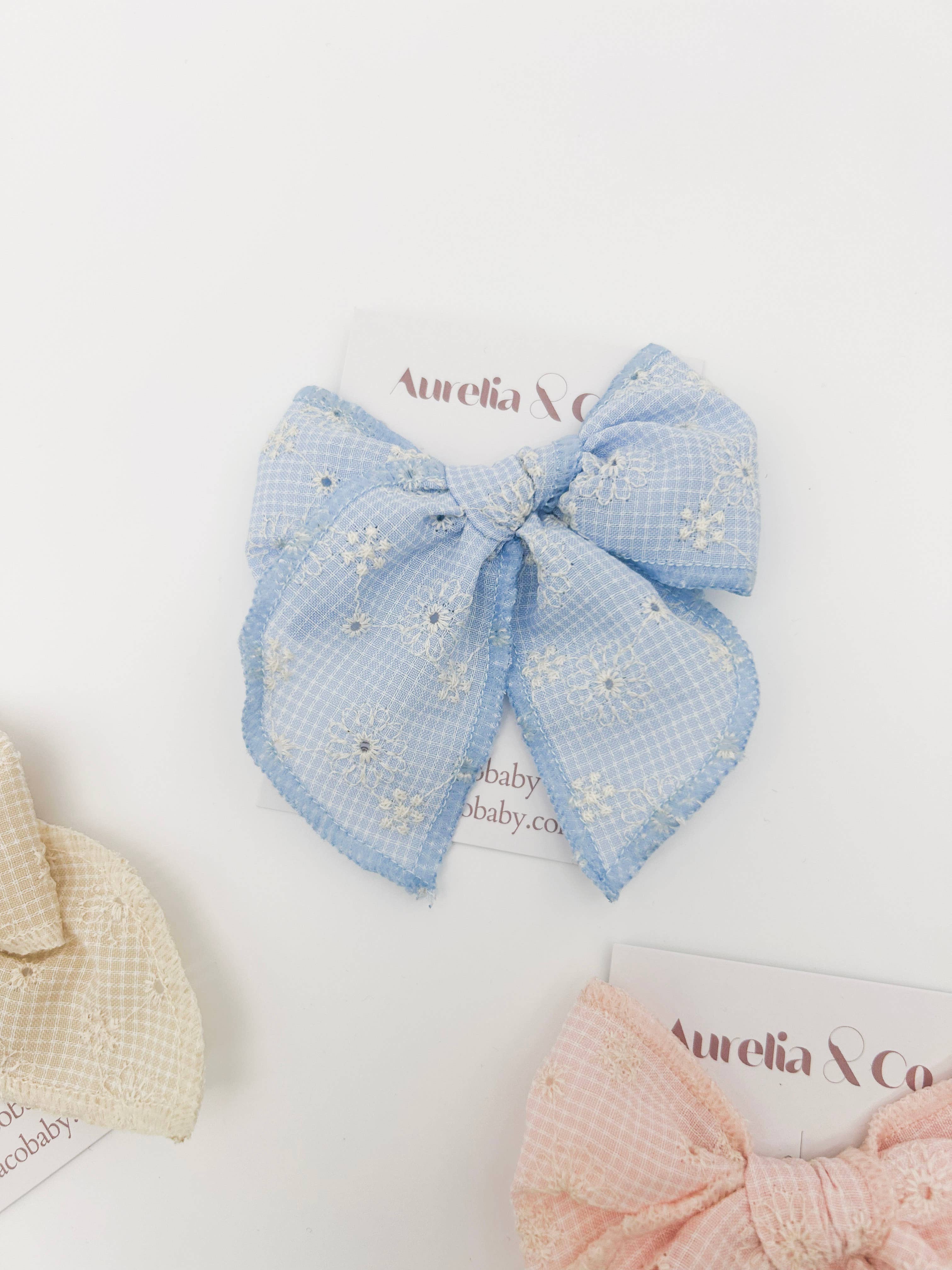 Spring Embroidered Hair Bow Clip for Children
