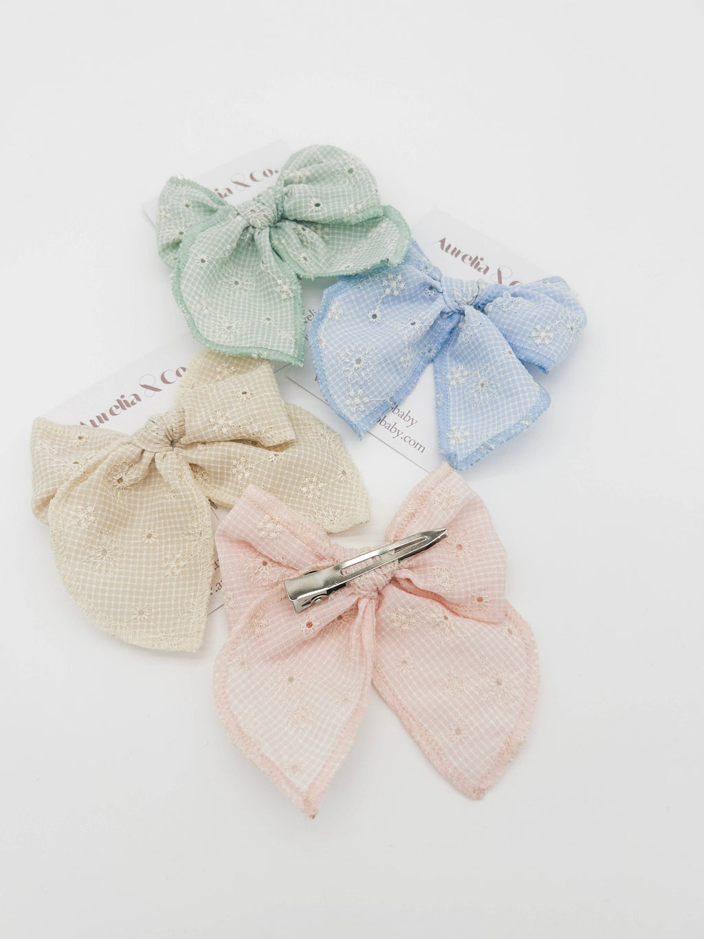 Spring Embroidered Hair Bow Clip for Children