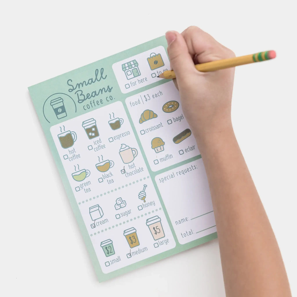 Coffee Shop Pretend Play Notepad