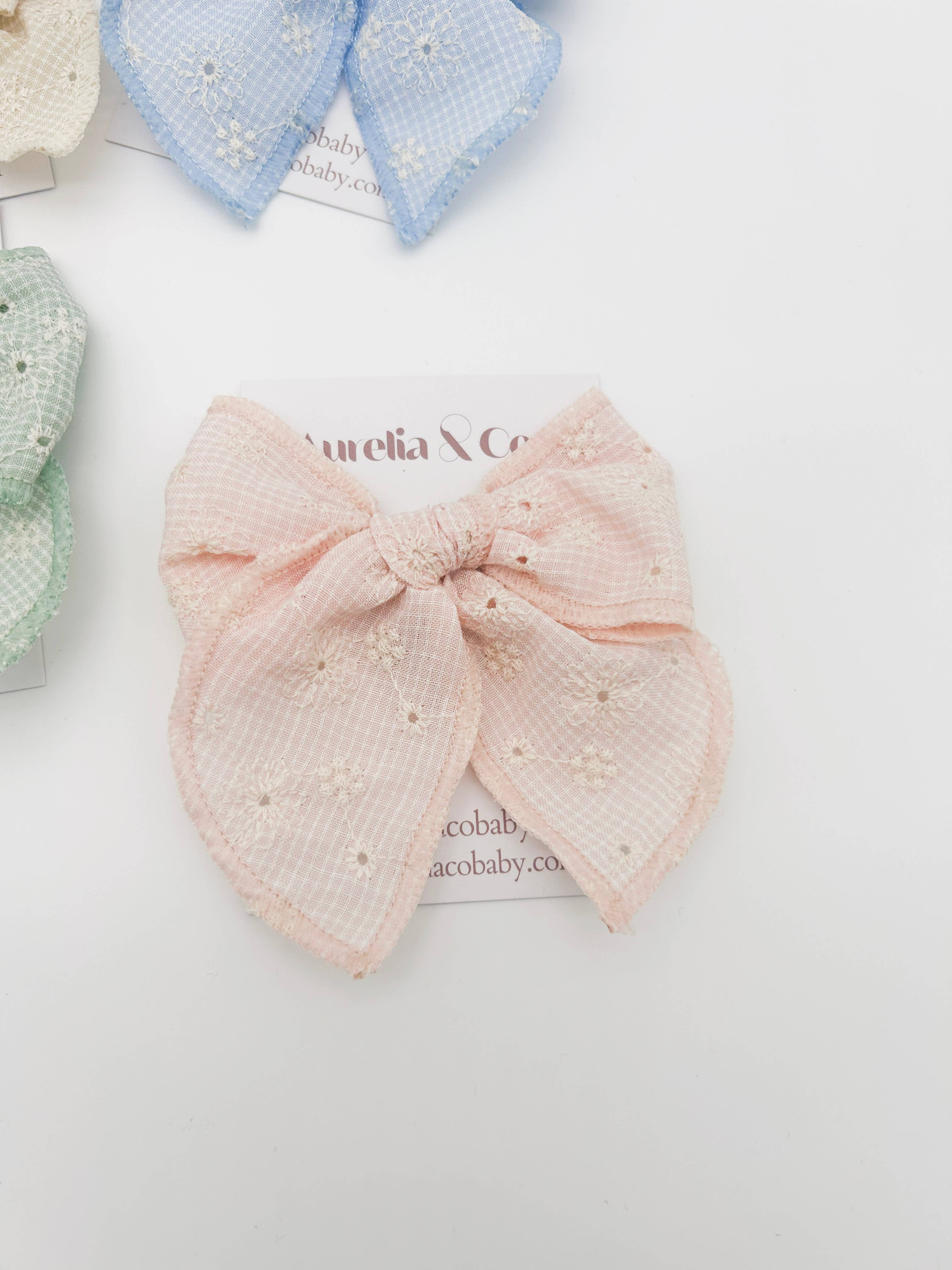 Spring Embroidered Hair Bow Clip for Children